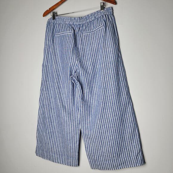 Beach Lunch Lounge Striped Linen Cotton Pants Tie Waist Coastal Cottagecore L - Picture 4 of 12